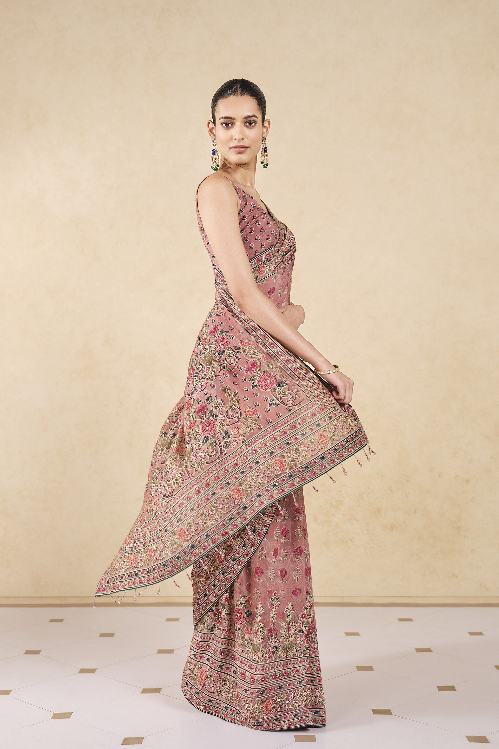 Shameka Printed Silk Saree - Blush, Blush, image 4
